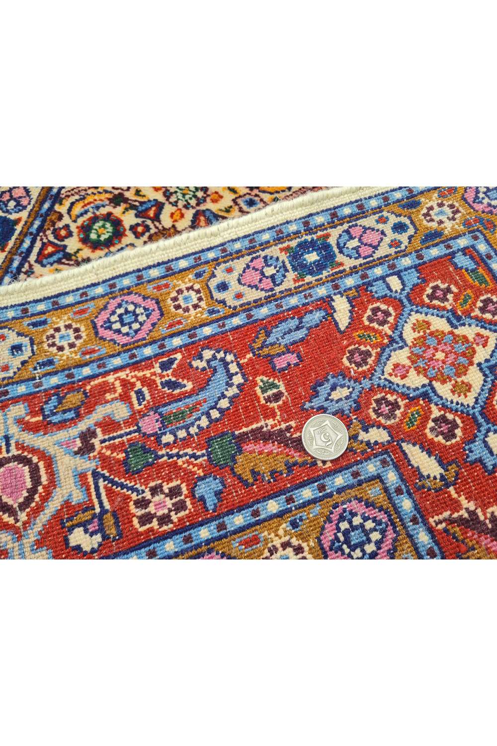 Amazing Hand Knotted Vintage Persian Yamoud Wool Area Rug 4.10 x 3.4 Ft