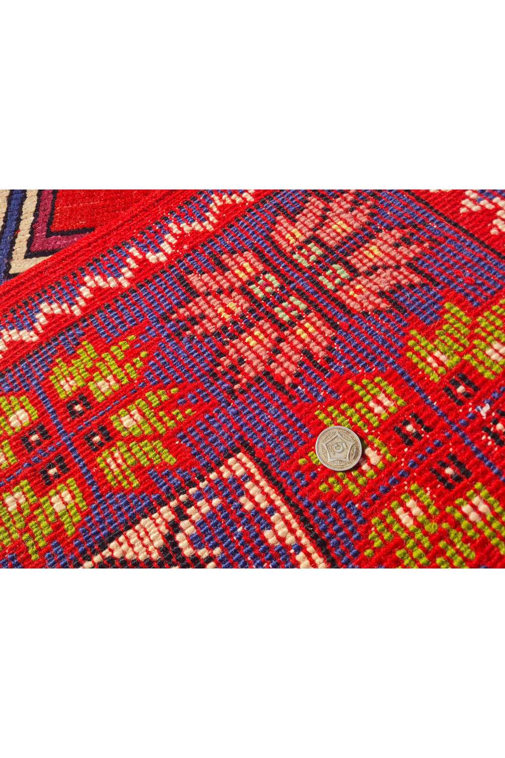 Amazing Hand Knotted Vintage Moroccan Wool Area Rug 7.7 x 3.9 Ft