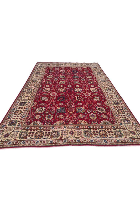 Amazing Hand Knotted Antique Tabreez Wool Area Rug 11.7 x 7.11 Ft