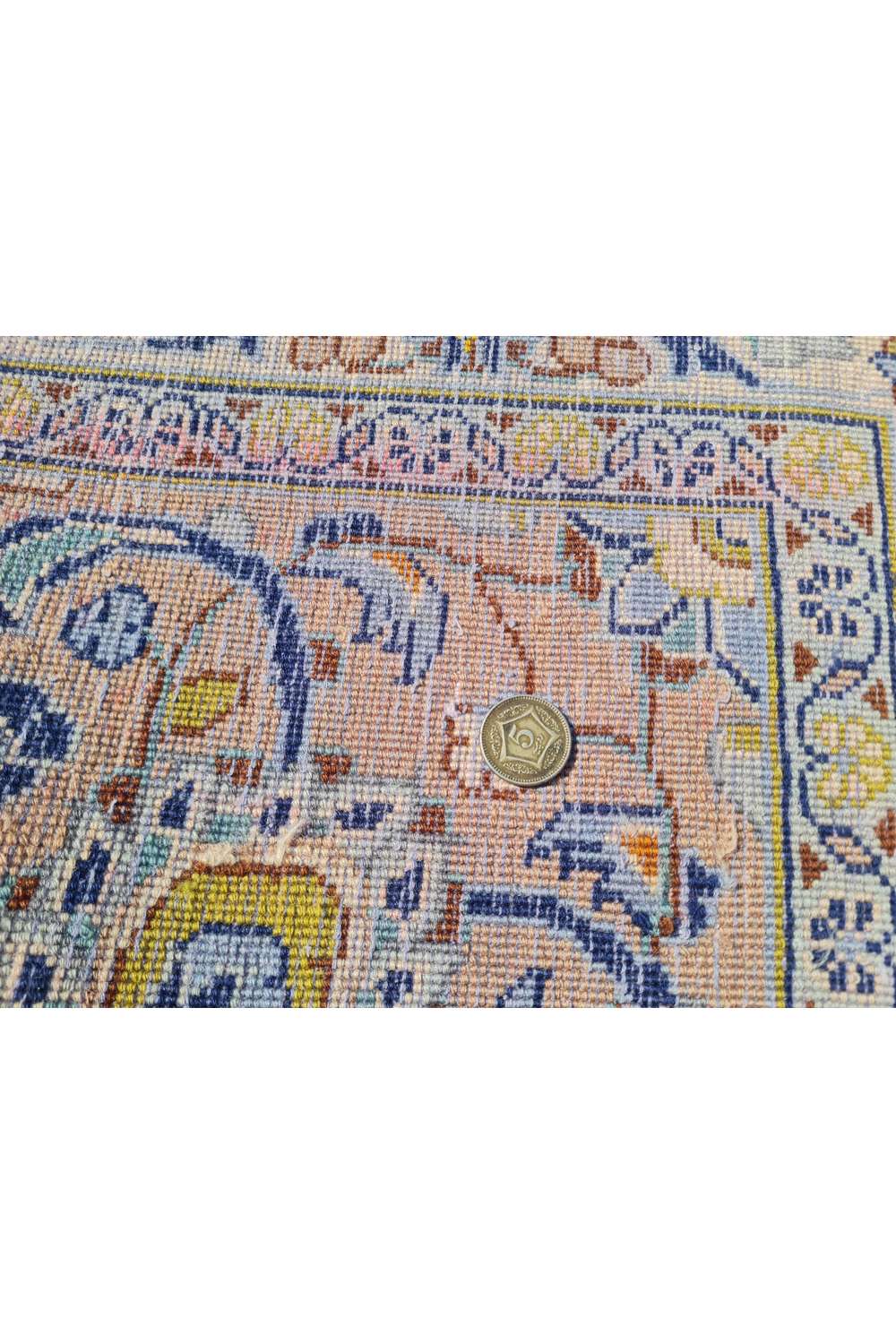 Amazing Hand Knotted Antique Persian Kashan Wool Area Rug 12.5 x 8.1 Ft