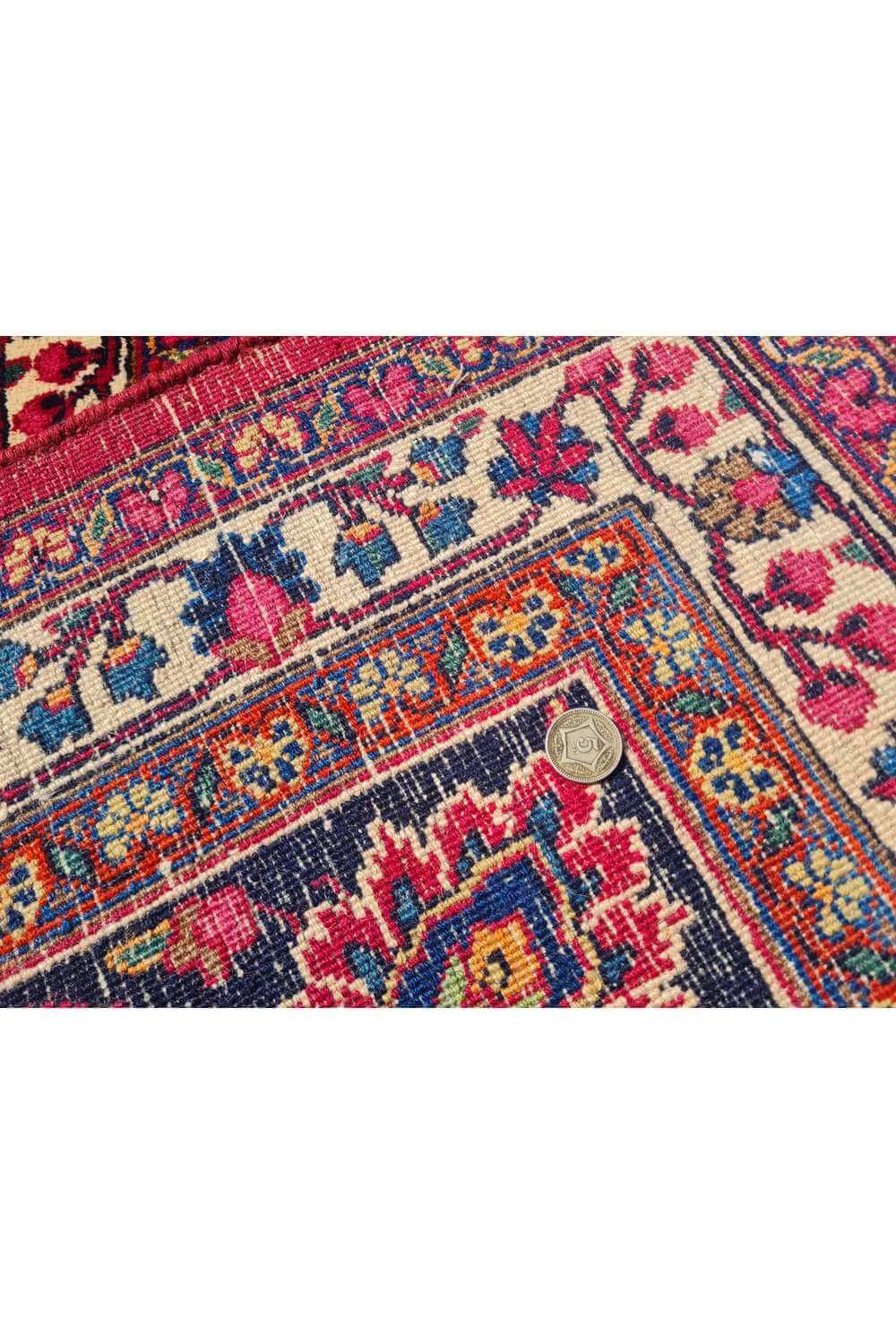 Amazing Hand Knotted Vintage Mashad Wool Area Rug 11.9 x 8.2 Ft