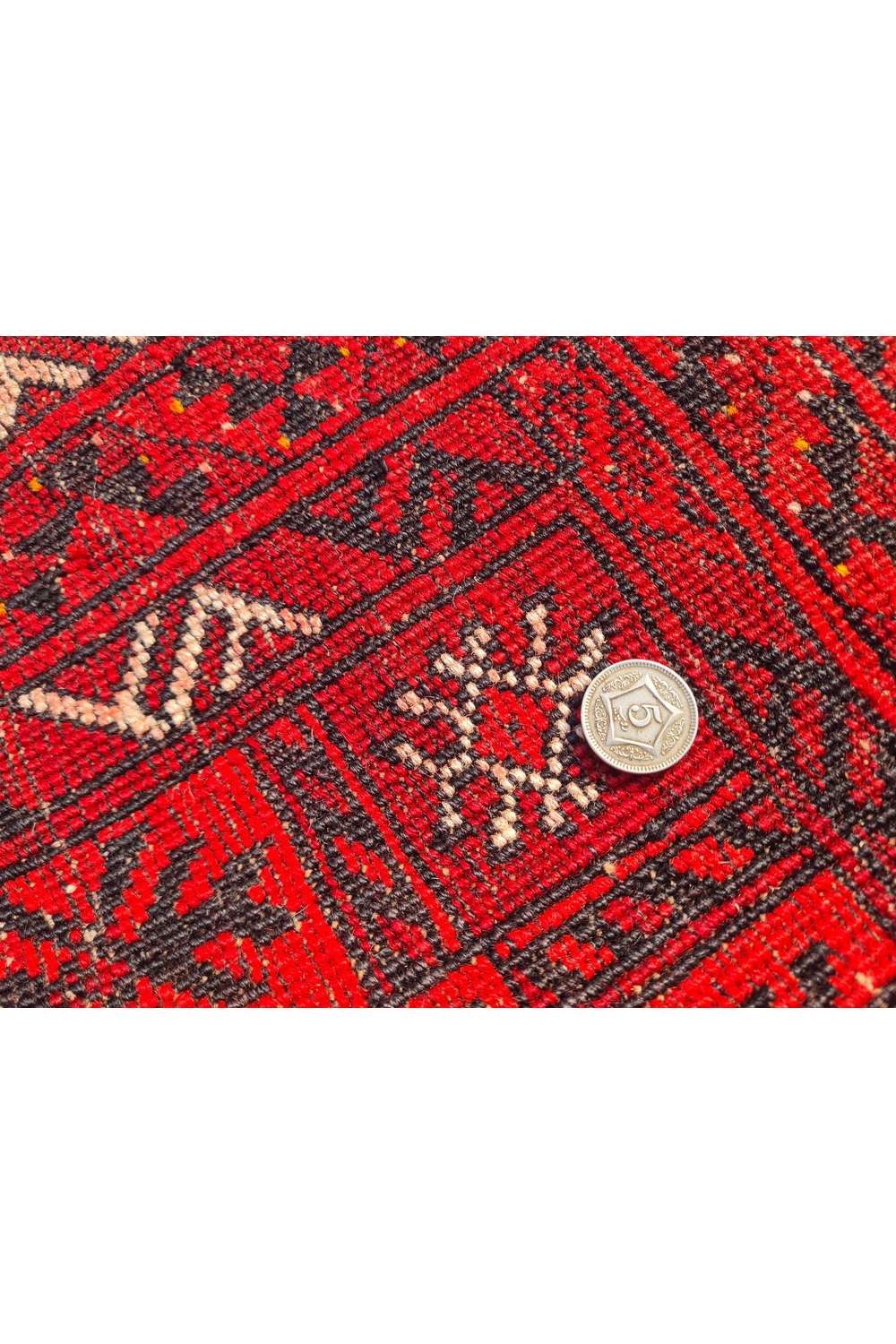 Amazing Hand Knotted Vintage Afghan Turkmen Wool Area Rug 7.4 x 4.11 Ft