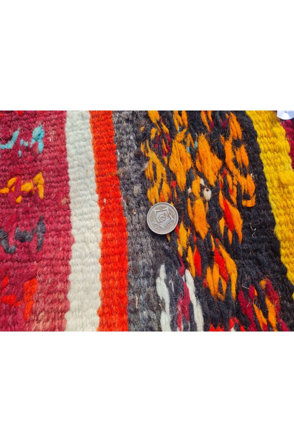 Hand Knotted Vintage Flat Weave Morocco Pictorial Kilim Kilim Wool Area Rug 7.10 x 3.7 Ft