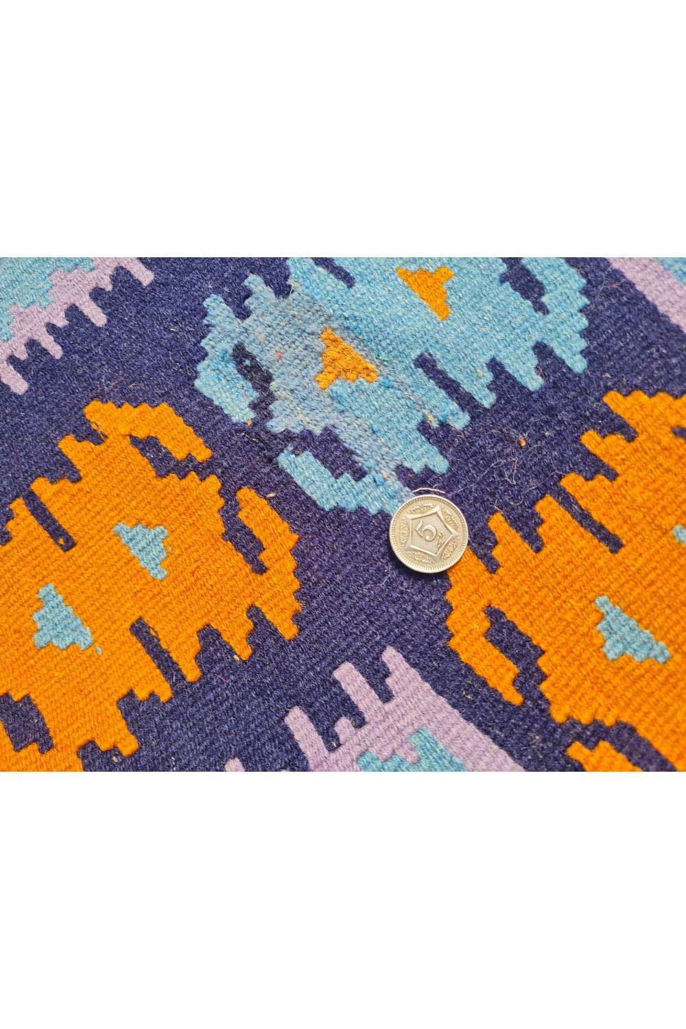 Hand Knotted Vintage Flat Weave Turkish Kurdi Kilim Kilim Wool Area Rug 4.10 x 3.11 Ft