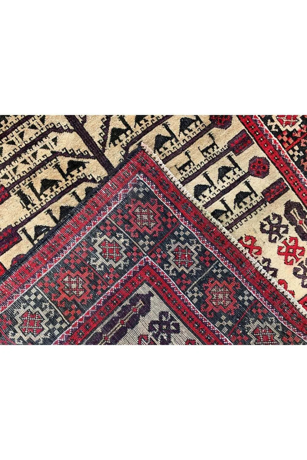 Amazing Hand Knotted Vintage Zaidan Balouch Pictorial Wool Area Rug 6.7 x 3.4 Ft