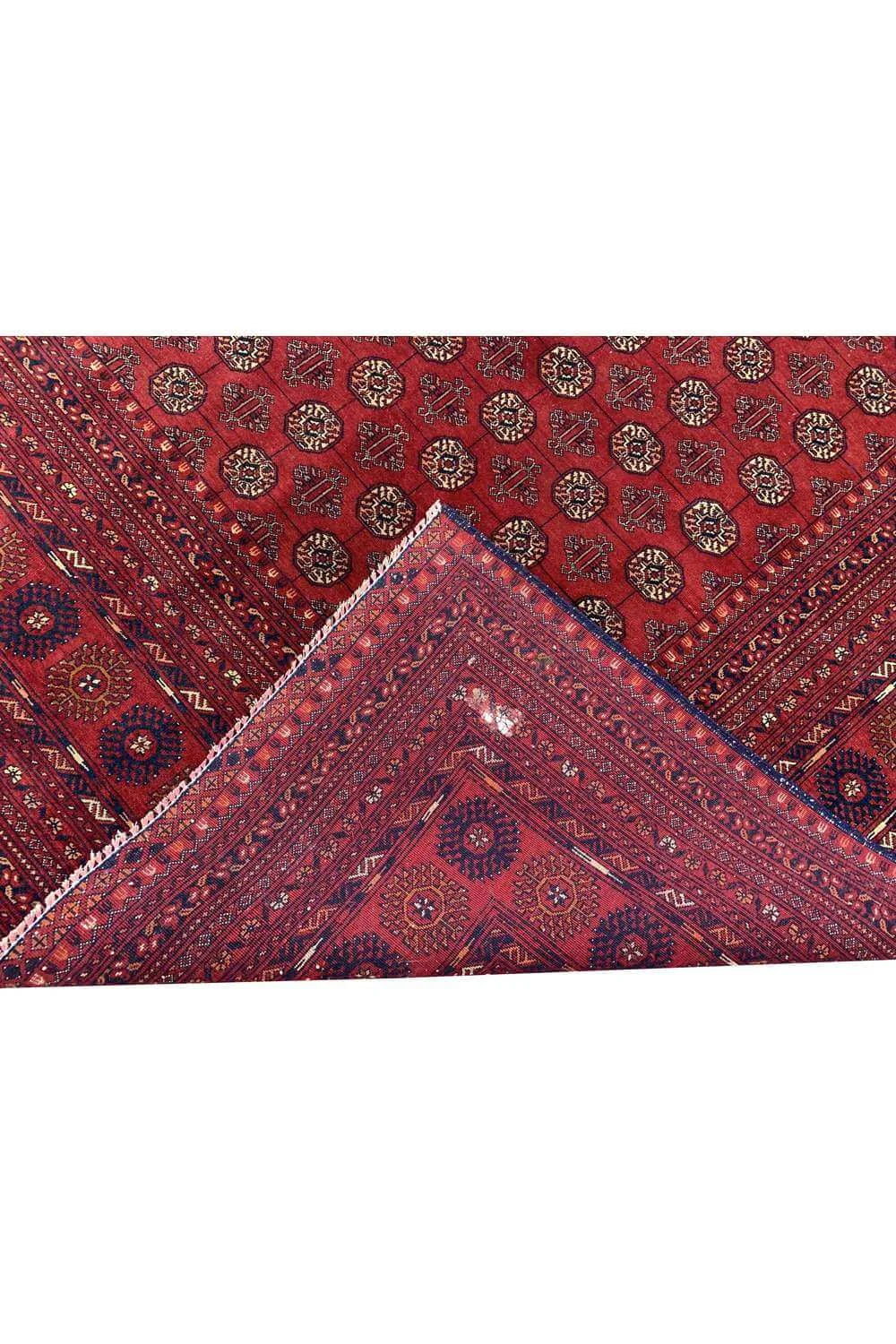 Amazing Hand Knotted Vintage Afghan Turkmen Moori Wool Area Rug 9.11 x 6.7 Ft