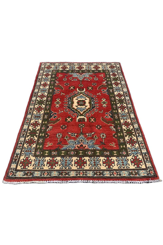 Amazing Hand Knotted Afghan Kazak Wool Area Rug 4.1 x 2.10 Ft