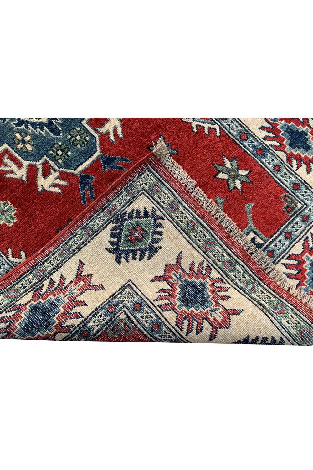 Amazing Hand Knotted Afghan Kazak Wool Area Rug 6.6 x 3.5 Ft