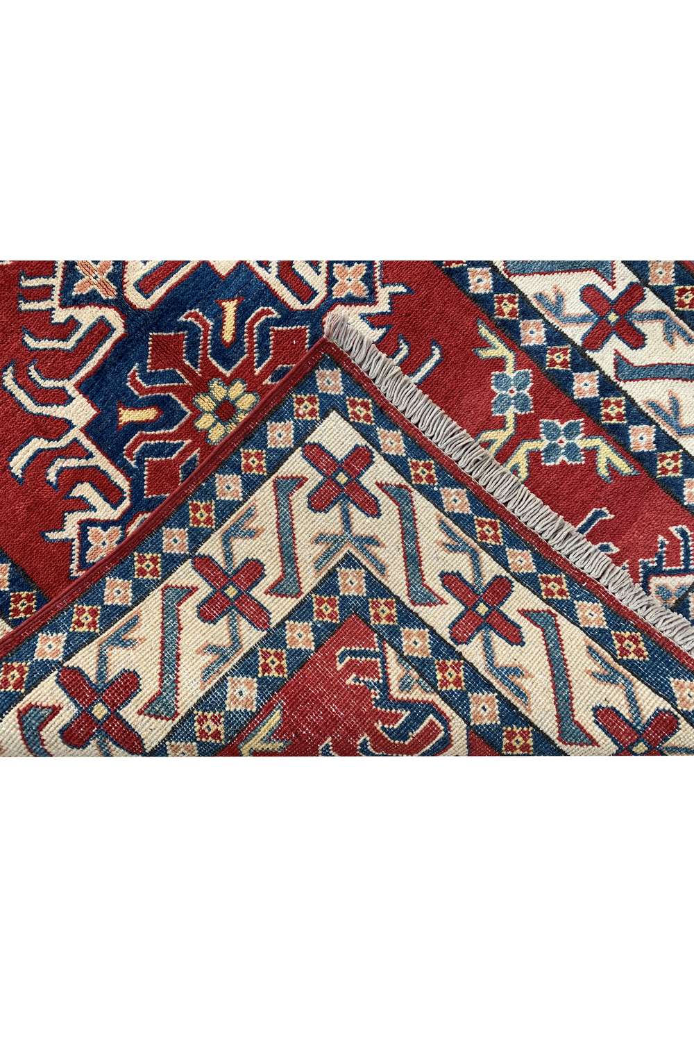 Amazing Hand Knotted Afghan Kazak Wool Area Rug 4.9 x 3.4 Ft