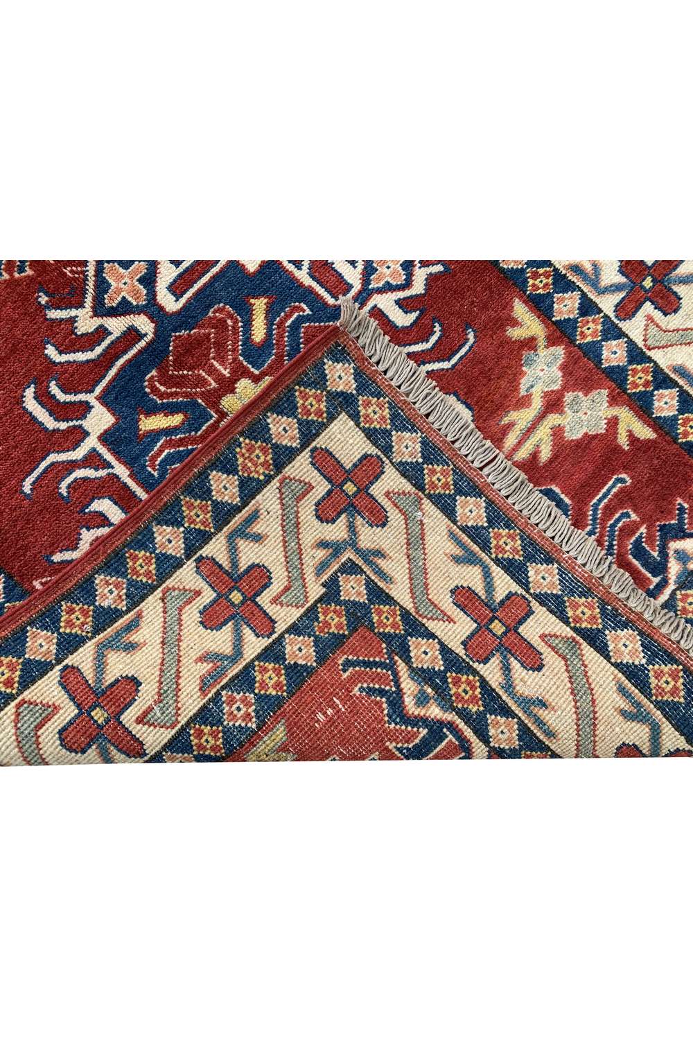 Amazing Hand Knotted Afghan Kazak Wool Area Rug 4.4 x 3.6 Ft