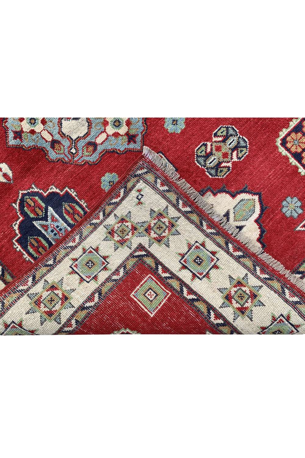 Amazing Hand Knotted Afghan Kazak Wool Area Rug 5.11 x 4.1 Ft