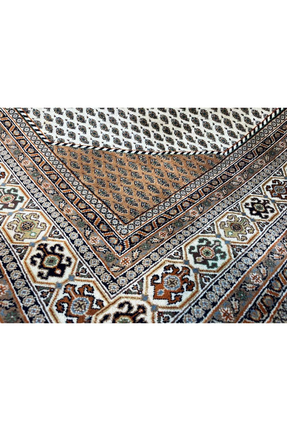 Amazing Hand Knotted Vintage Badam Gul Wool Area Rug 11.2 x 8.0 Ft