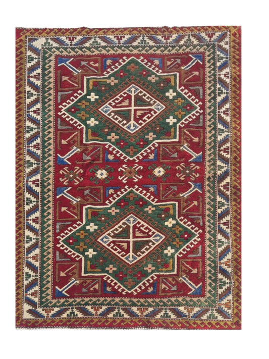 Amazing Hand Knotted Vintage Traditional Tribal Kurdi Wool Area Rug 6 x 4 Ft