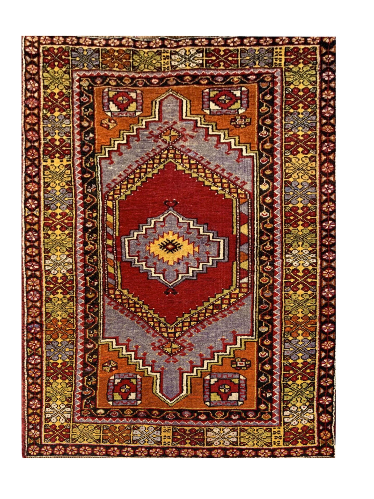 Amazing Hand Knotted Vintage Turkish Wool Area Rug 6.3 x 3.7 Ft