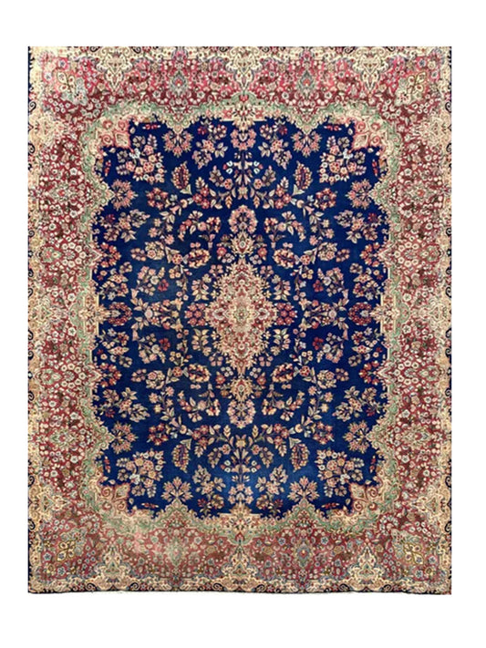 Authentic Hand Knotted Vintage Qirmoun Wool Area Rug 11.3 x 8.8 Ft