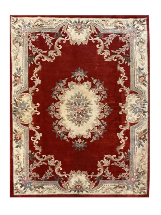 Authentic Hand Knotted Vintage Tibet Wool Area Rug 9.0 x 6.1 Ft