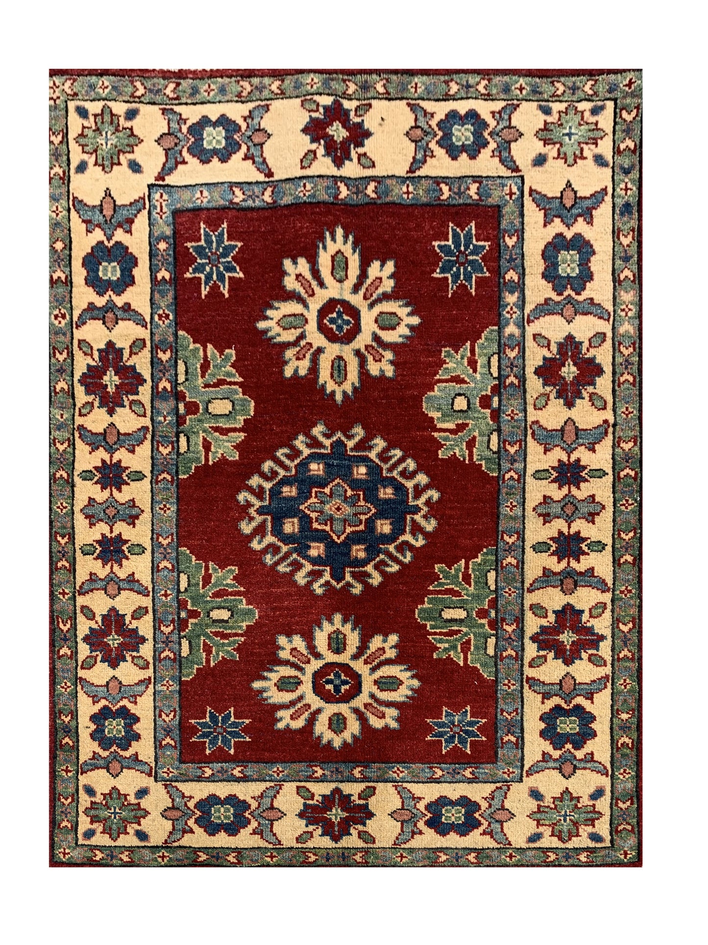 Amazing Hand Knotted Afghan Kazak Wool Area Rug 4.1 x 2.10 Ft
