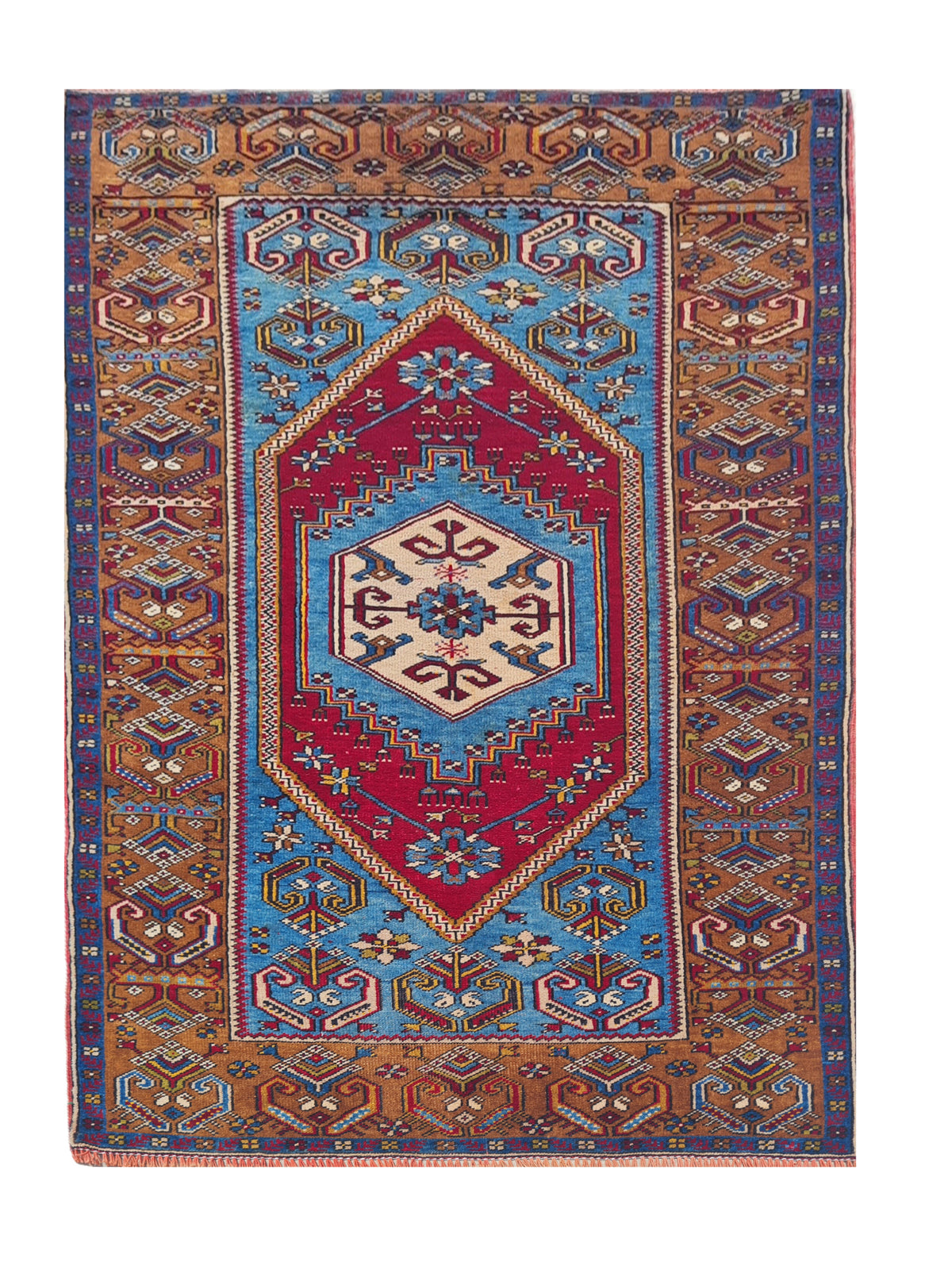 Amazing Hand Knotted Vintage Turkish Wool Area Rug 5.4 x 3.5 Ft
