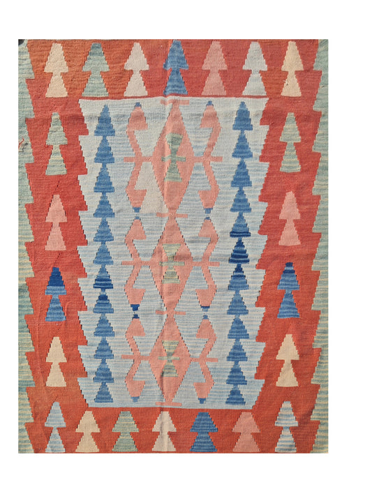 Hand Knotted Vintage Turkish Kilim Kilim Wool Area Rug 5.6 x 3.8 Ft