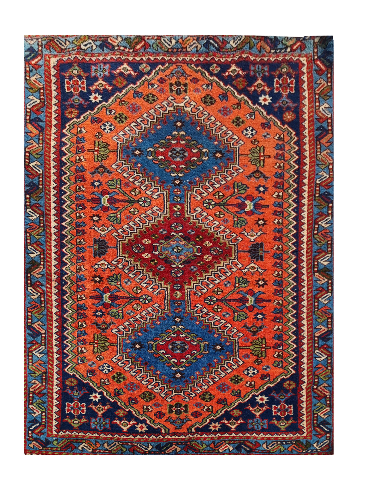 Amazing Hand Knotted Vintage Persian Yelmeh Wool Area Rug 4.3 x 2.5 Ft