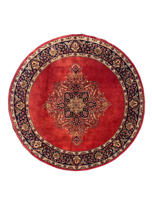 Amazing Hand Knotted Vintage Tabreez Round Wool Area Rug 6.5 x 6.5 Ft
