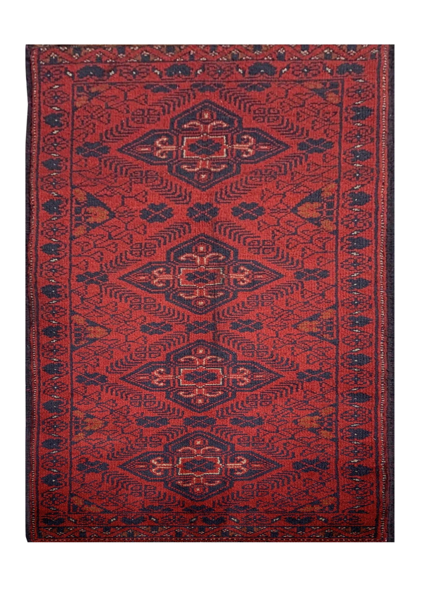 Fine Quality Hand Knotted Afghan Khal Muhammadi Wool Area Rug 5.0 x 1.9 Ft