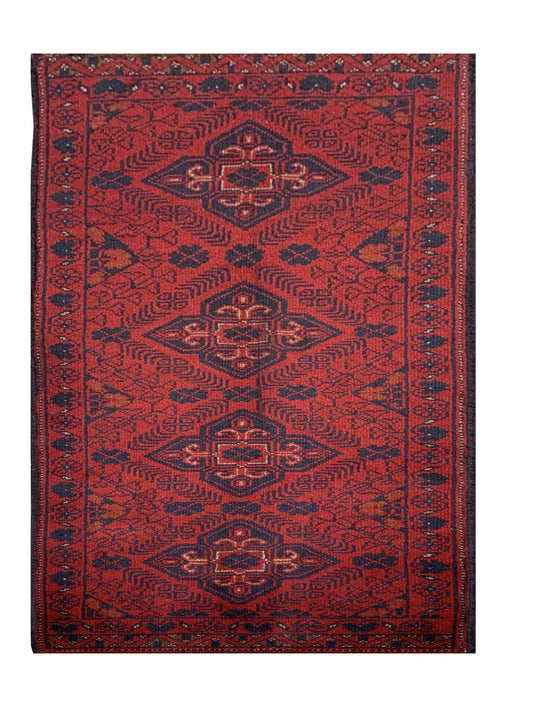 Fine Quality Hand Knotted Afghan Khal Muhammadi Wool Area Rug 5.0 x 1.9 Ft