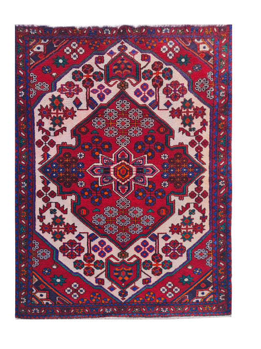 Amazing Hand Knotted Vintage Perian Hamadan Wool Area Rug 5.2 x 3.7 Ft