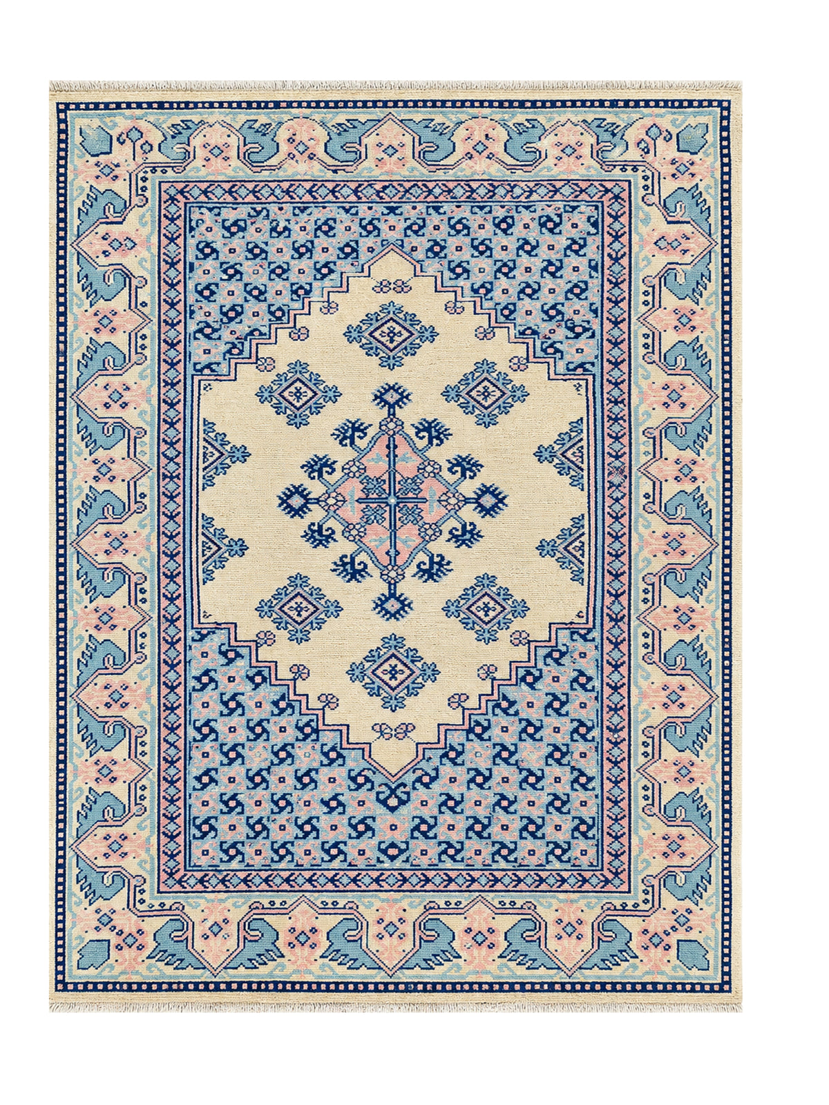Amazing Hand Knotted Vintage Moroccan Wool Area Rug 7.11 x 5.0 Ft