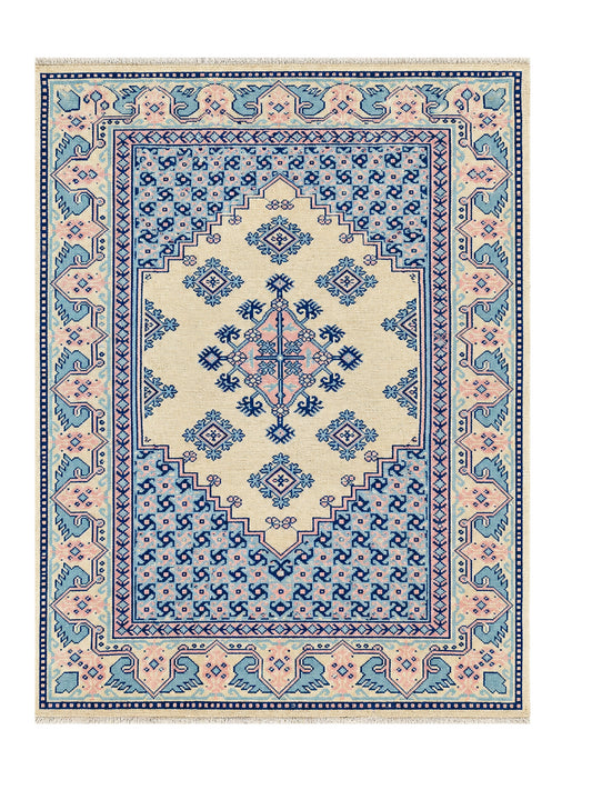 Amazing Hand Knotted Vintage Moroccan Wool Area Rug 7.11 x 5.0 Ft