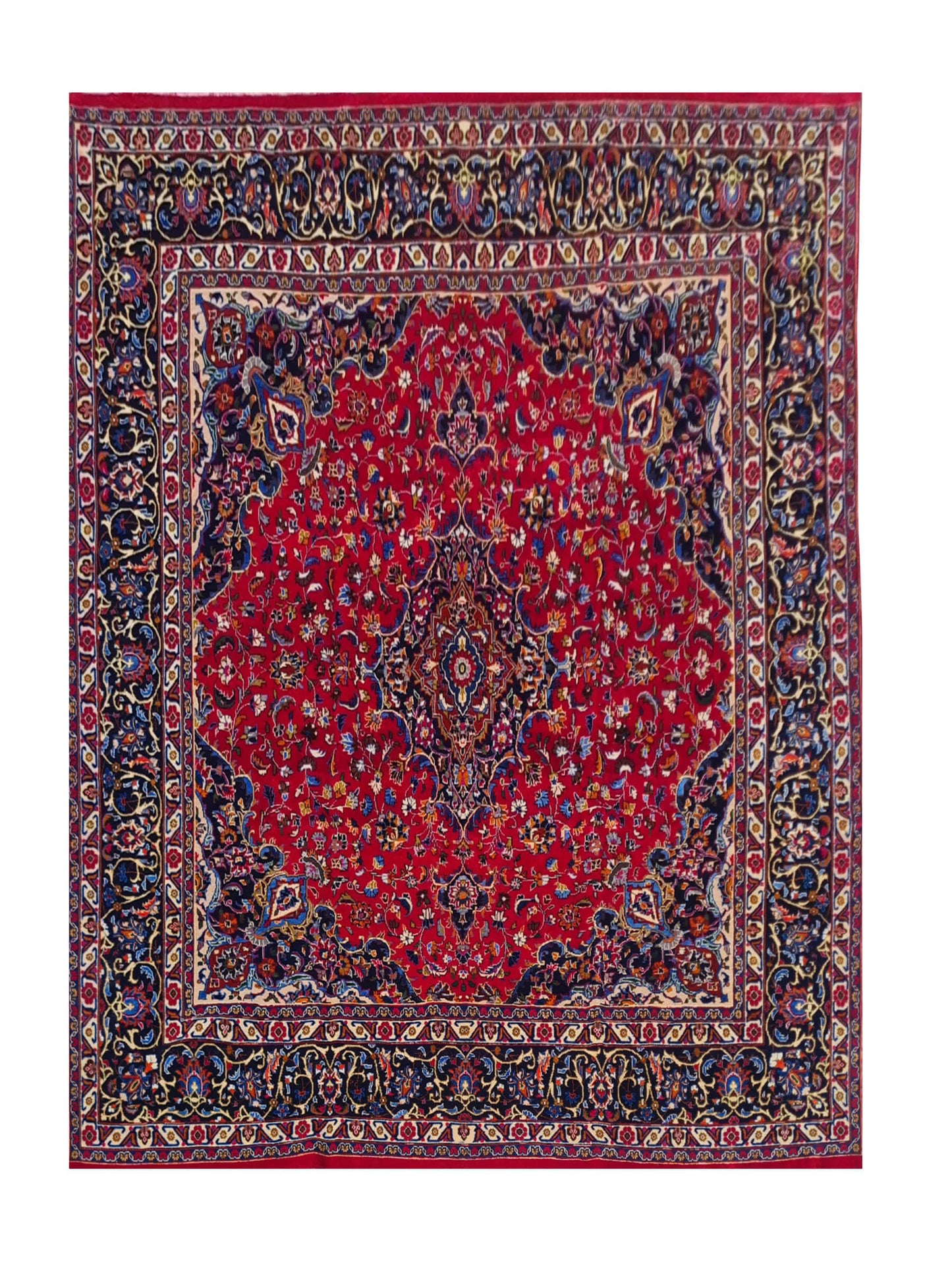 Amazing Hand Knotted Vintage Mashad Wool Area Rug 10.0 x 9.5 Ft