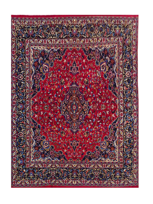 Amazing Hand Knotted Vintage Mashad Wool Area Rug 10.0 x 9.5 Ft