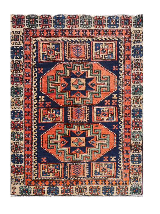 Amazing Hand Knotted Afghan kazak Wool Area Rug 4.9 x 3.1 Ft