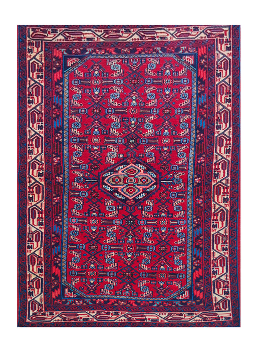 Amazing Hand Knotted Vintage Persian Bijar Wool Area Rug 5.3 x 3.3 Ft