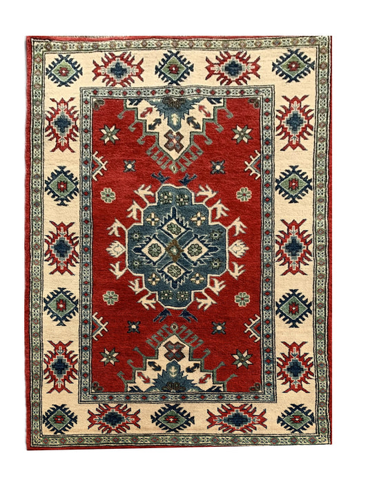Amazing Hand Knotted Afghan Kazak Wool Area Rug 6.6 x 3.5 Ft