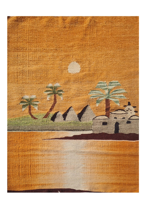 Hand Knotted Vintage Flat Weave Bulgaria Pictorial Kilim Kilim Wool Area Rug 3.5 x 2.4 Ft