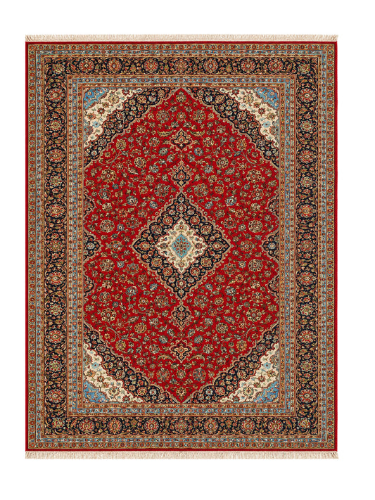 Amazing Hand Knotted Antique Persian Kashan Wool Area Rug 12.1 x 8.1 Ft