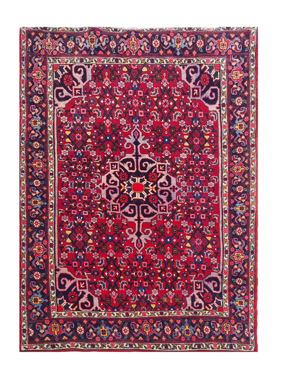 Amazing Hand Knotted Vintage Persian Bijar Wool Area Rug 5.3 x 3.5 Ft