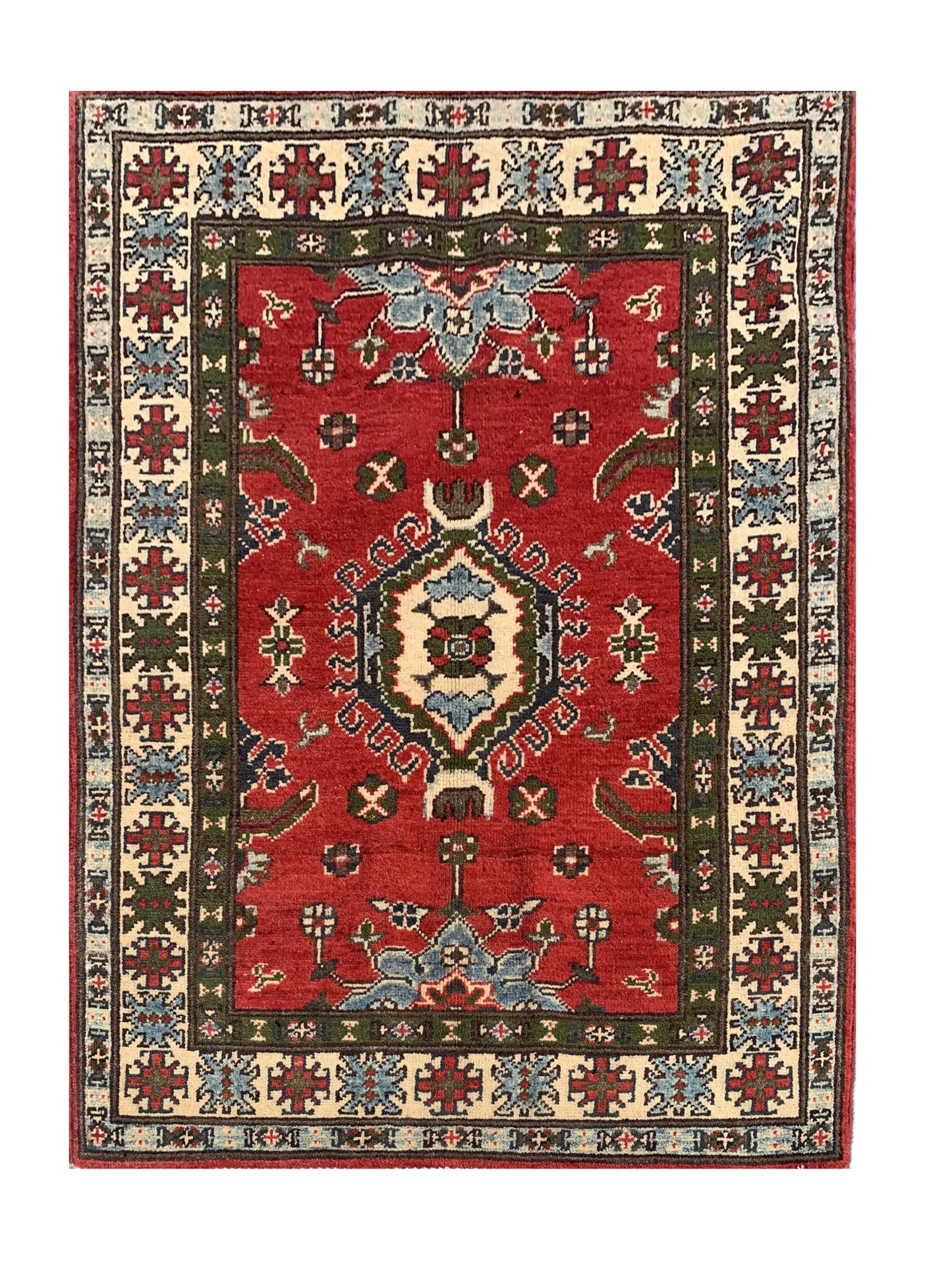 Amazing Hand Knotted Afghan Kazak Wool Area Rug 4.1 x 2.10 Ft