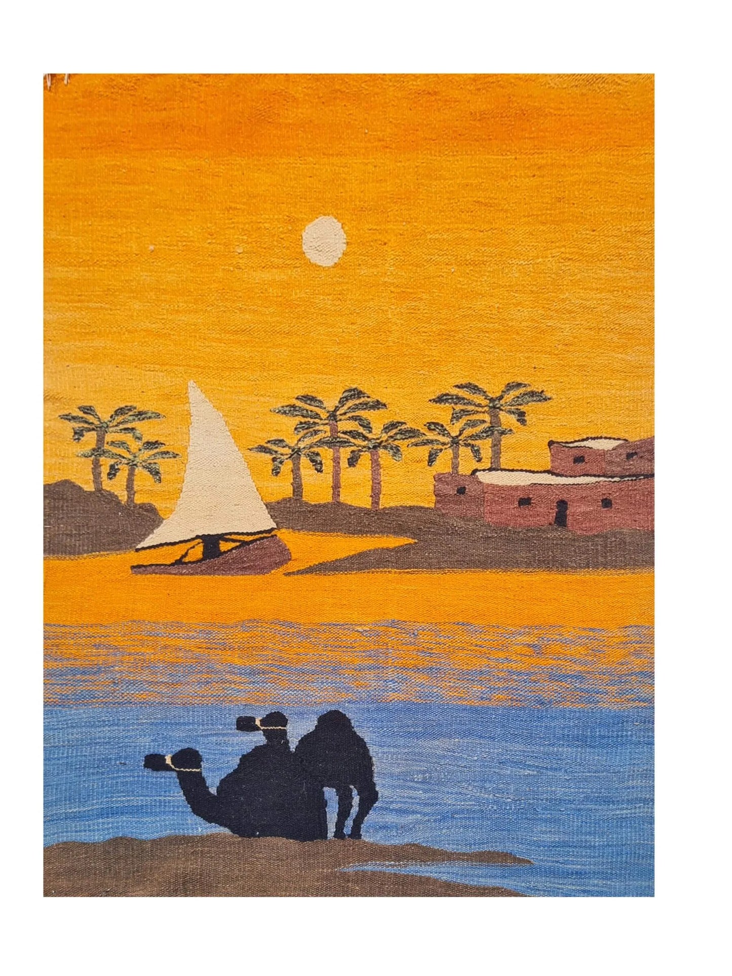 Hand Knotted Vintage Bulgaria Pictorial Kilim Wool Area Rug 3.10 x 2.7 Ft