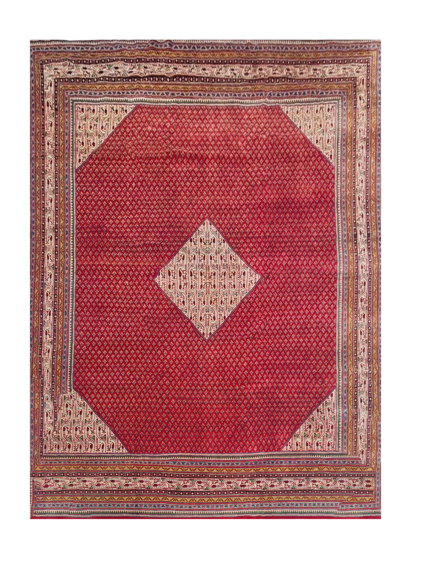 Amazing Hand Knotted Vintage Badam Gul Wool Area Rug 13 x 10 Ft