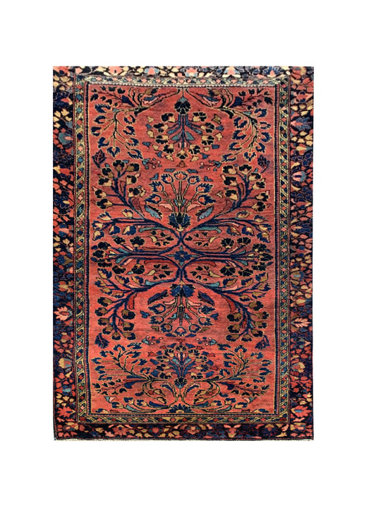 Amazing Hand Knotted Vintage Saroukh Wool Area Rug 6.3 x 3.4 Ft