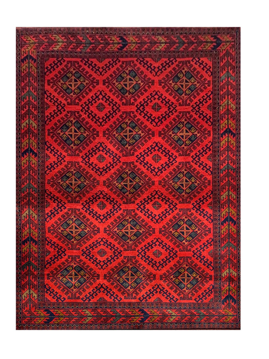 Fine Quality Hand Knotted Afghan Khal Muhammadi Wool Area Rug 6.6 x 4.0 Ft