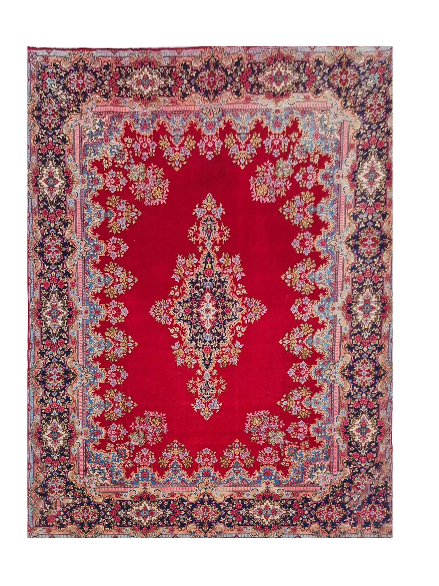 Authentic Hand Knotted Antique Qashoun Wool Area Rug 13.8 x 10.6 Ft