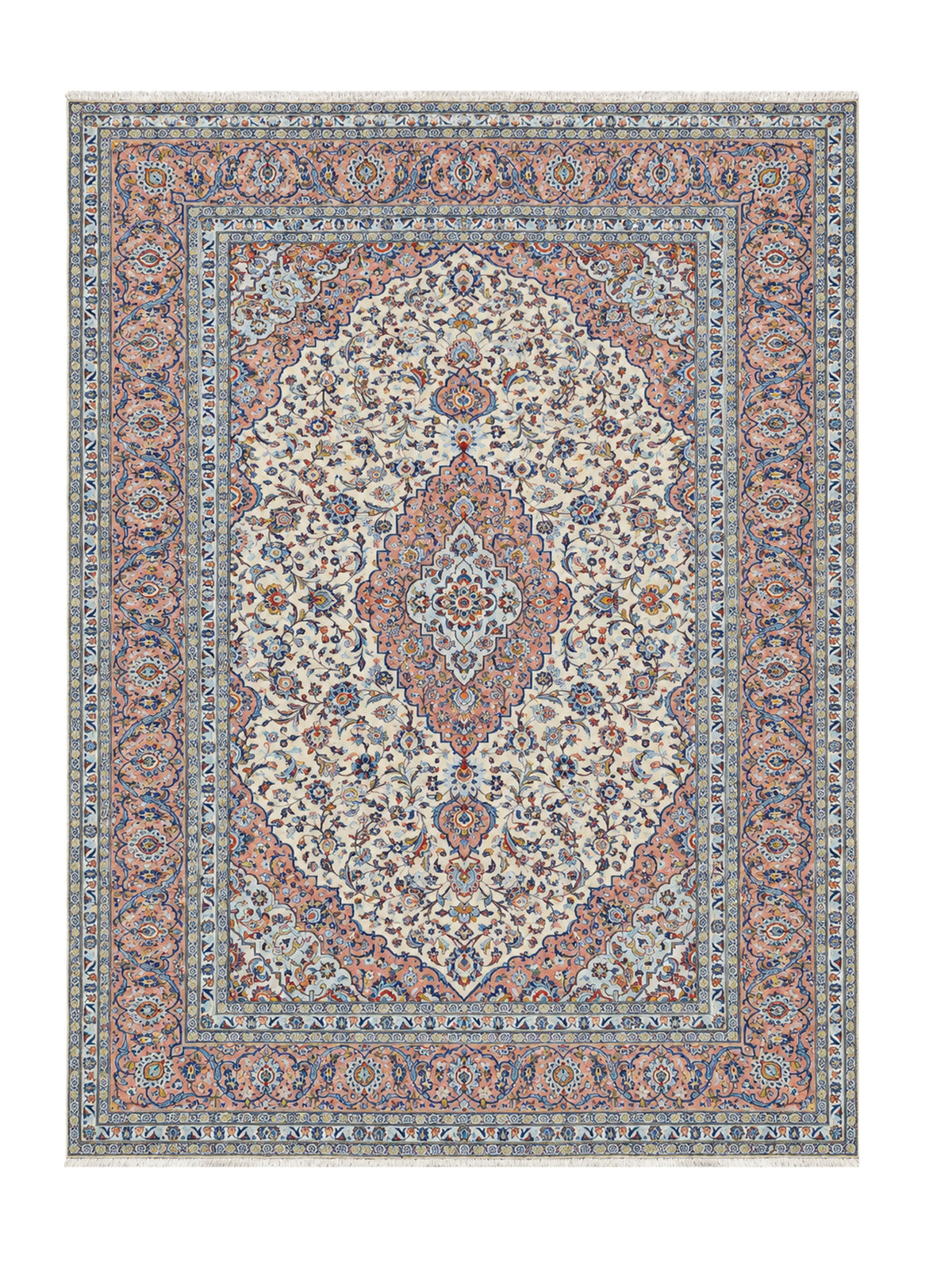 Amazing Hand Knotted Antique Persian Kashan Wool Area Rug 12.5 x 8.1 Ft