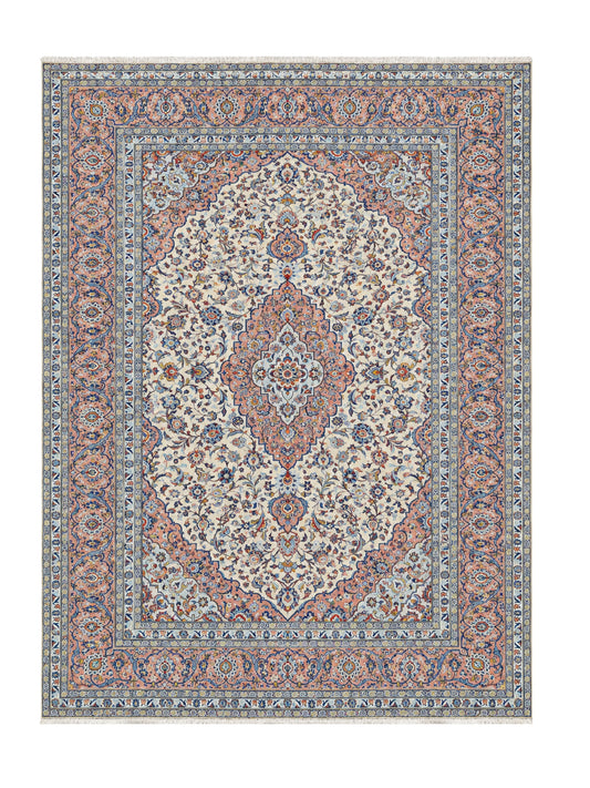 Amazing Hand Knotted Antique Persian Kashan Wool Area Rug 12.5 x 8.1 Ft