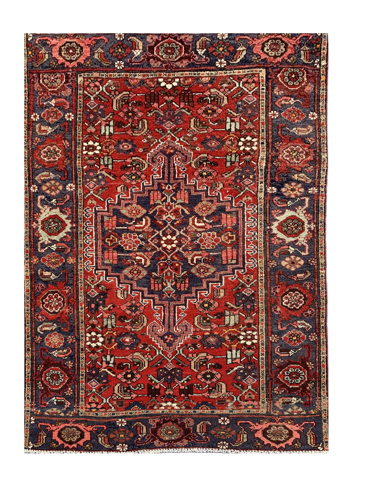 Amazing Hand Knotted Vintage Persian Hamadan Wool Area Rug 6.2 x 4.1 Ft