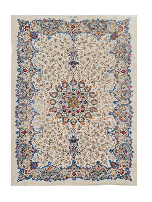 Amazing Hand Knotted Vintage Kirman Wool Area Rug 11.7 x 7.11 Ft