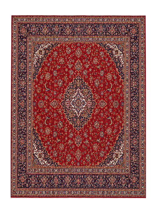 Amazing Hand Knotted Vintage Persian Kashan Wool Area Rug 13.6 x 9.8 Ft