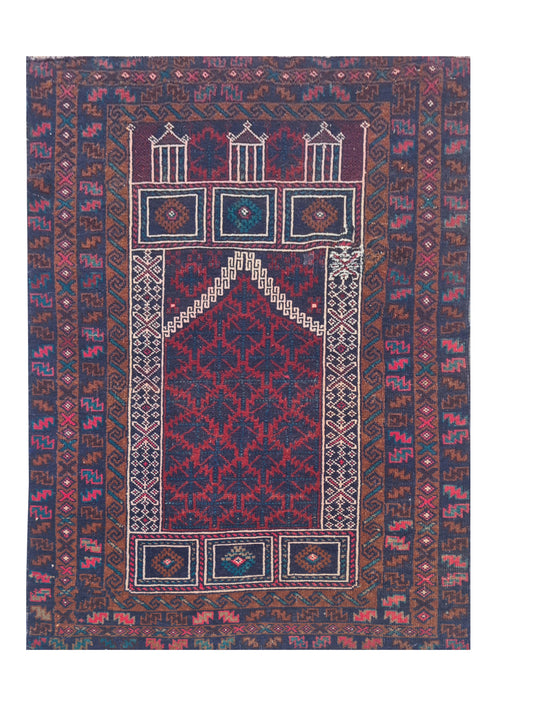 Rare Hand Knotted Vintage Afghan Adras Khan Balouch Wool Area Rug 4.5 x 2.9 Ft